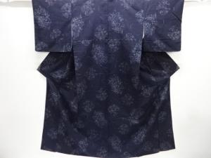 草花模様織り出し手織り紬着物